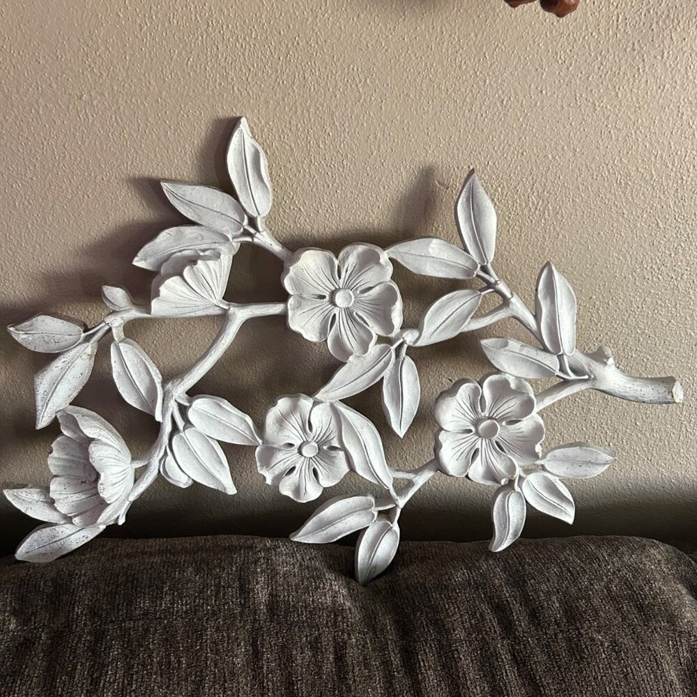 Vintage Syroco Floral Wall Plaques Set of 2 Cottage MCM Hollywood Regency 4564 - Picture 3 of 10